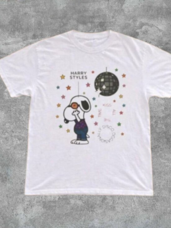 Gildan Other - White - Harry Styles x Peanuts Snoopy Cartoon Graphic T-Shirt